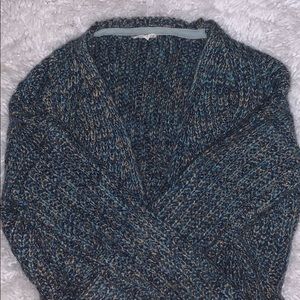 Blue and Green Hem and Thread Cardigan